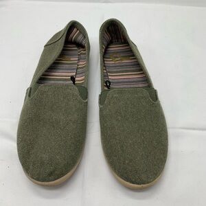 REPORT Jelly Womens Size 8.5 W Army Green Fabric Flats Slip On Shoe Casual Yoga